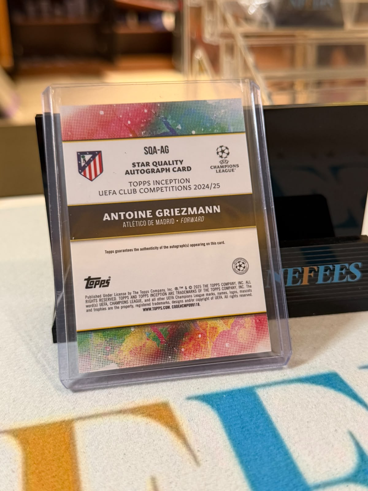 Antoine Griezmann Star Quality Autograph – 2024-25 Topps Inception UEFA Club… – Atlético Madrid trading card, back