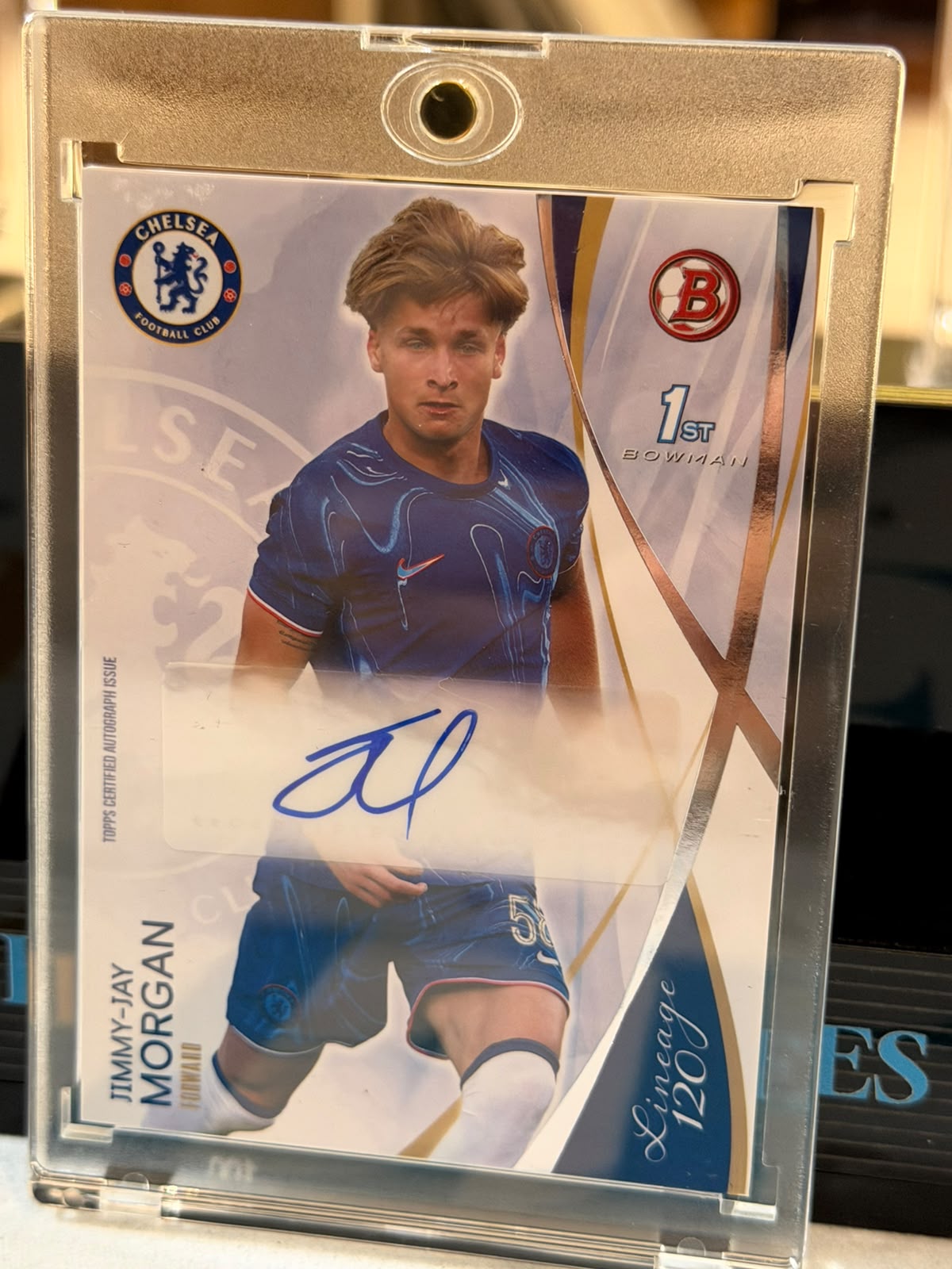 Jimmy-Jay Morgan Chelsea Bowman Prospects Autograph – Topps Lineage Chelsea 120-Year… – Chelsea trading card, front