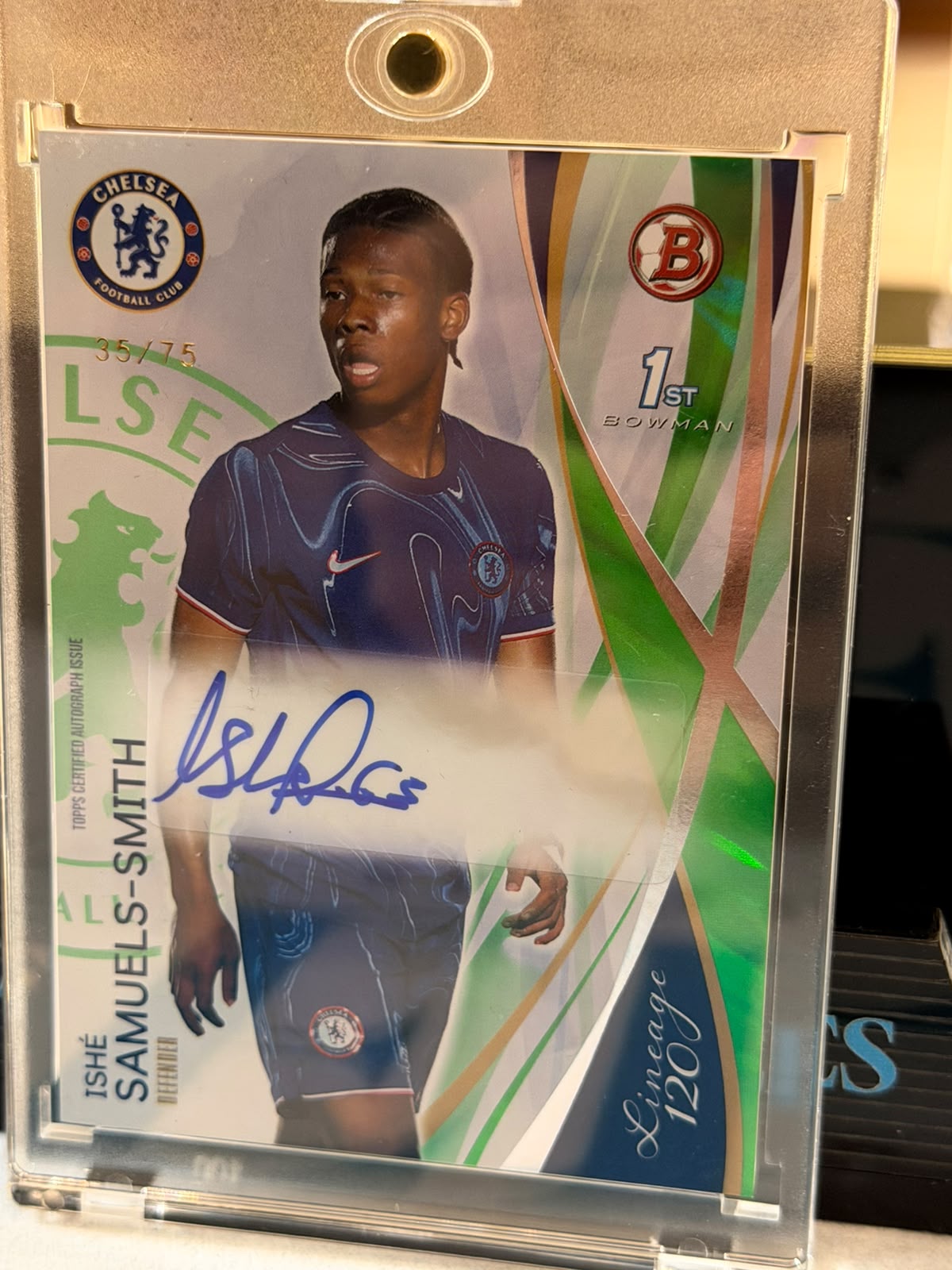 Ishé Samuels-Smith 35/75 1st Bowman Autograph – Bowman Chelsea Prospects – Chelsea trading card, front