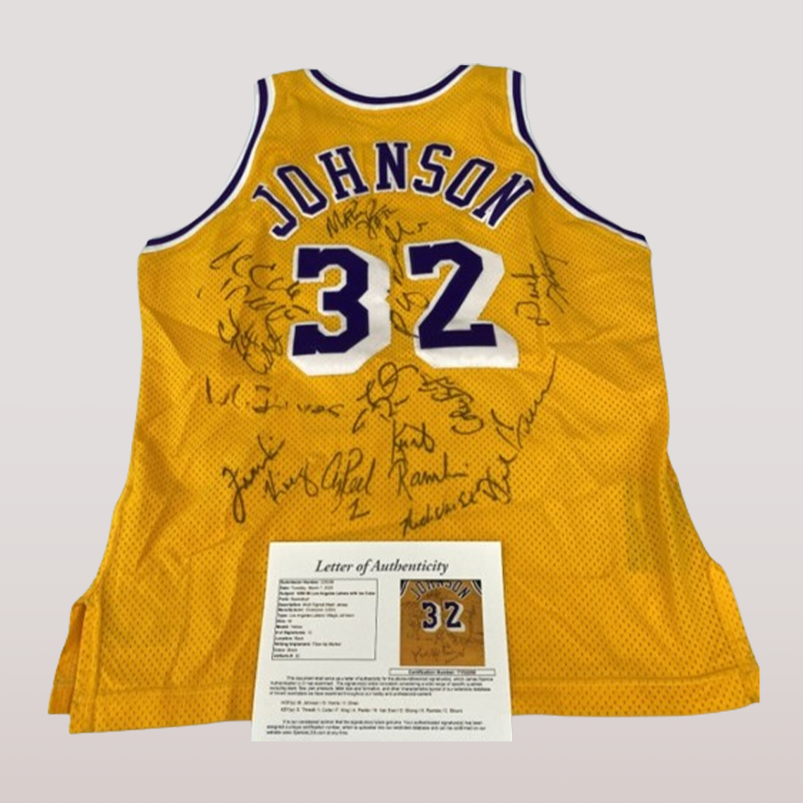 Magic Johnson's shirt signed by Magic, Ice Cube and players