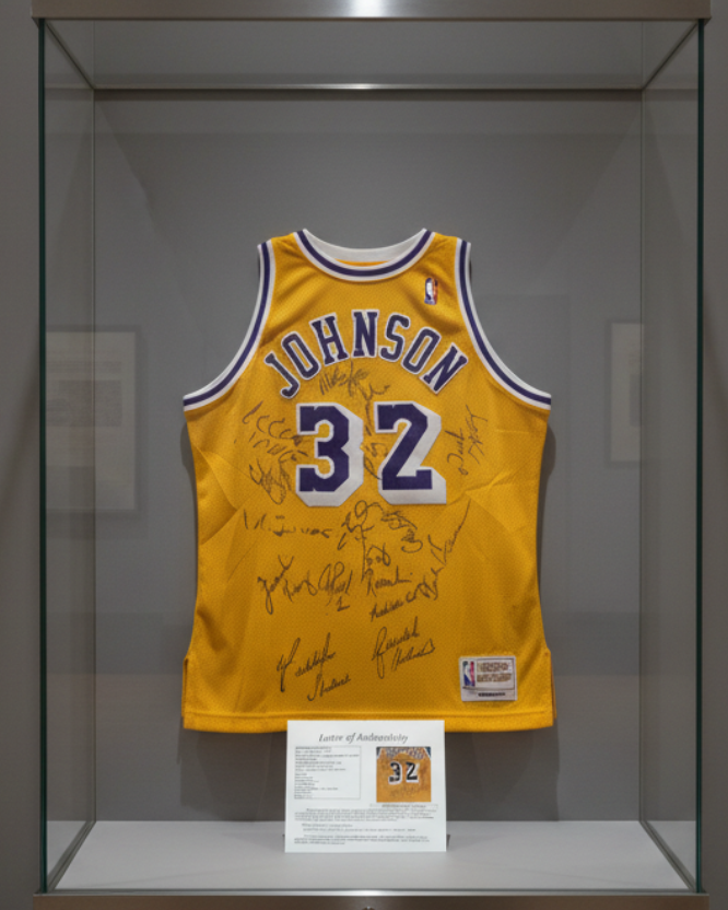 Magic Johnson's shirt signed by Magic, Ice Cube and players