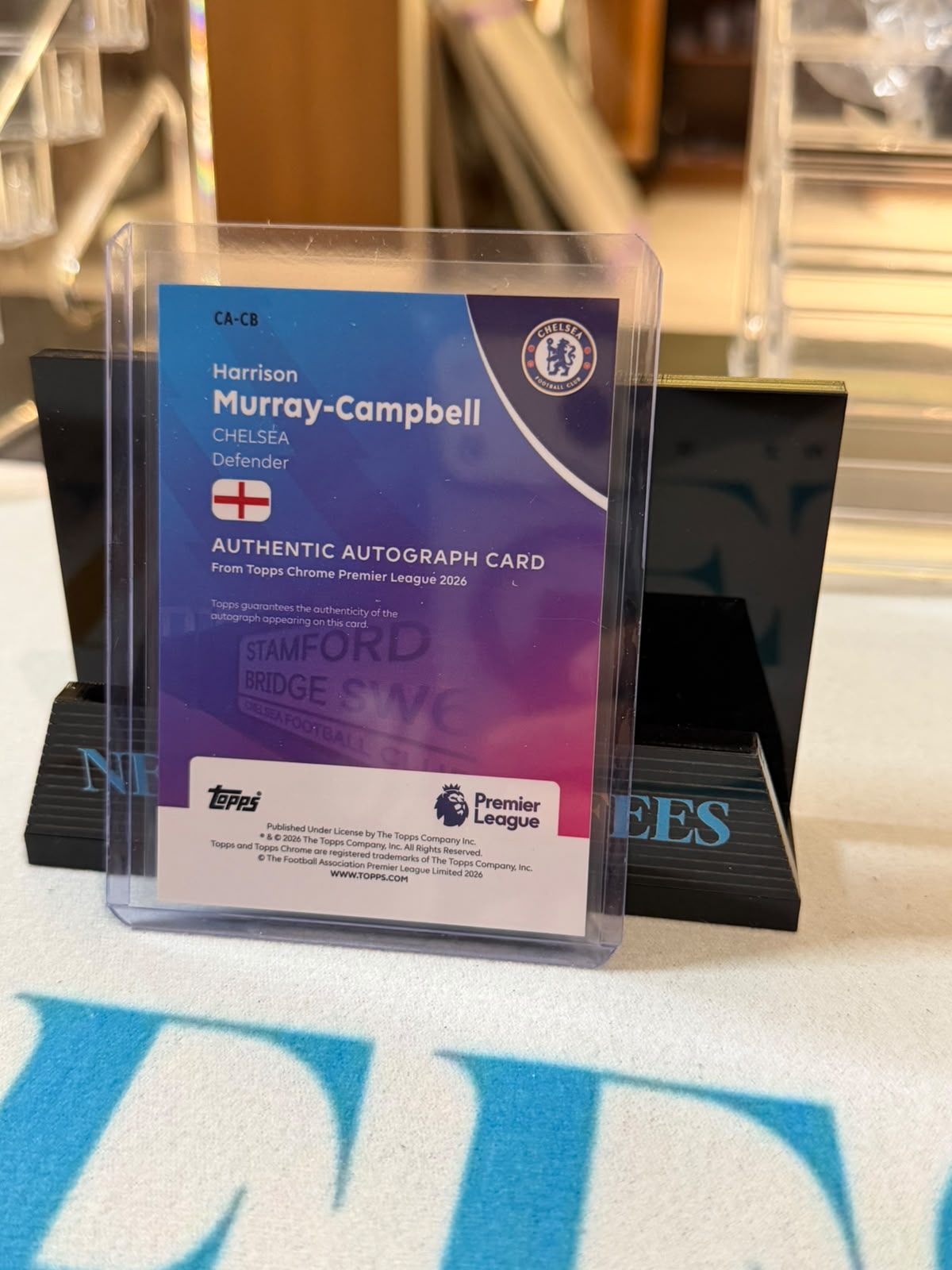 Harrison Murray-Campbell Authentic Autograph Card – 2026 Topps Chrome Premier League – Chelsea trading card, back
