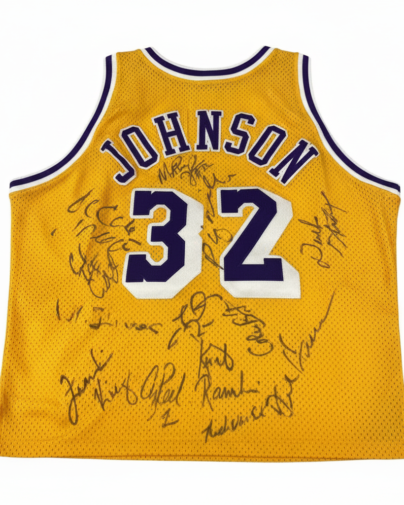 Magic Johnson's shirt signed by Magic, Ice Cube and players