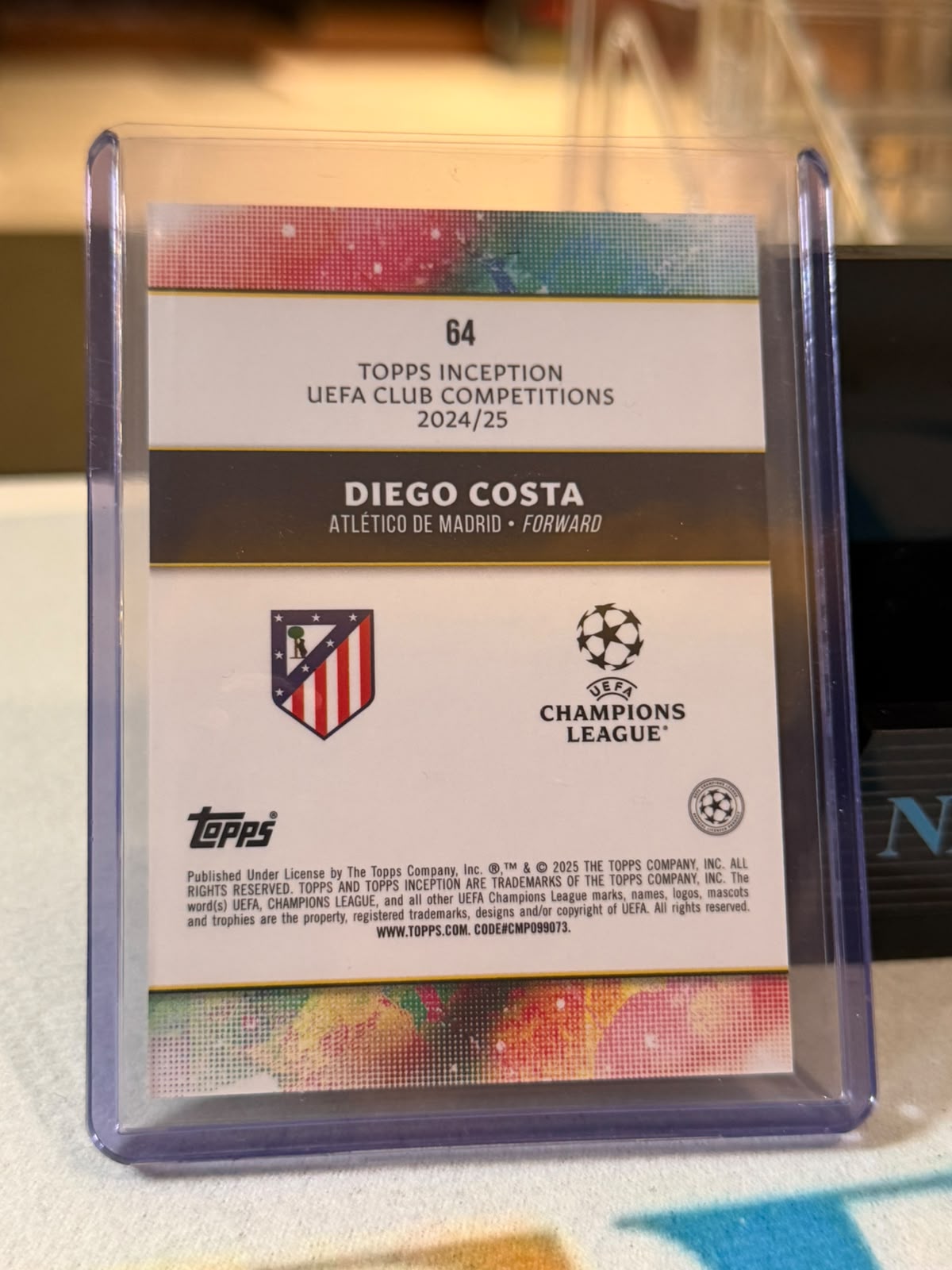 Diego Costa Inception Point Insert (Green Parallel) – 2024-25 Topps Inception UEFA… – Atlético Madrid trading card, back