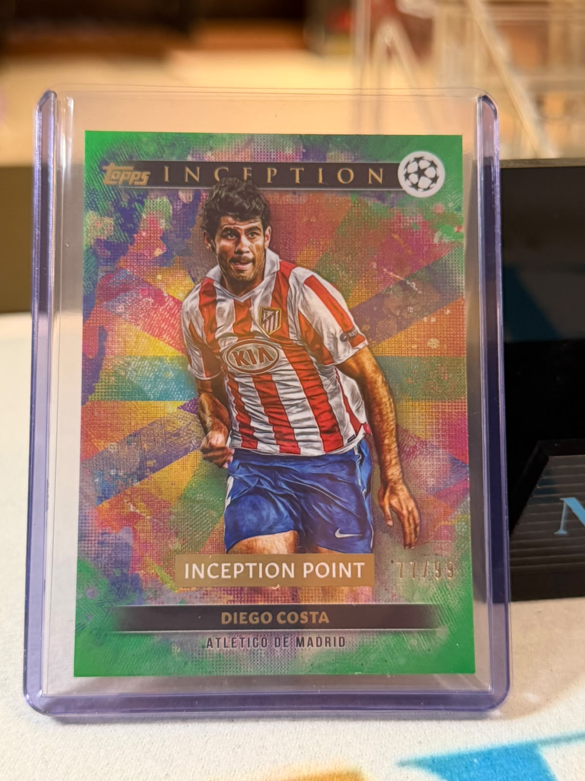 Diego Costa Inception Point Insert (Green Parallel) – 2024-25 Topps Inception UEFA… – Atlético Madrid trading card, front