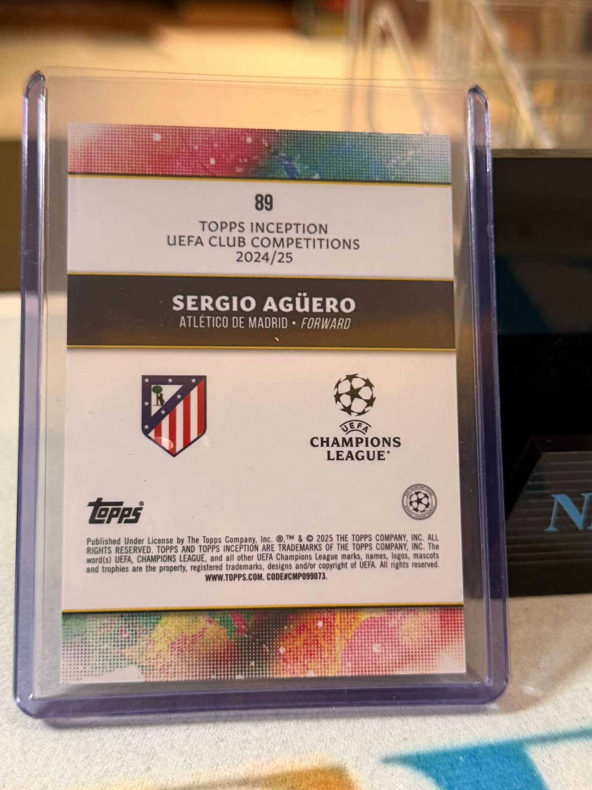 Sergio Agüero Inception Point Insert (Green Parallel) – 2024-25 Topps Inception UEFA… – Atlético Madrid trading card, back