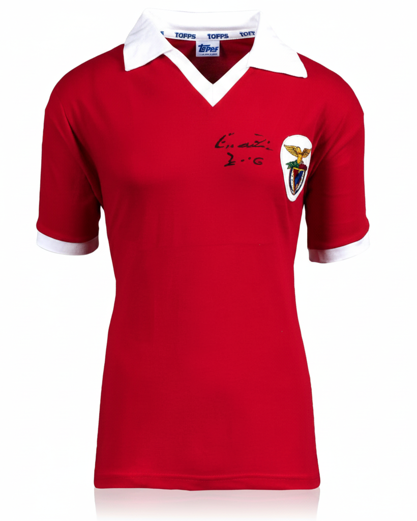Eusebio Retro Benfica Jersey Signed