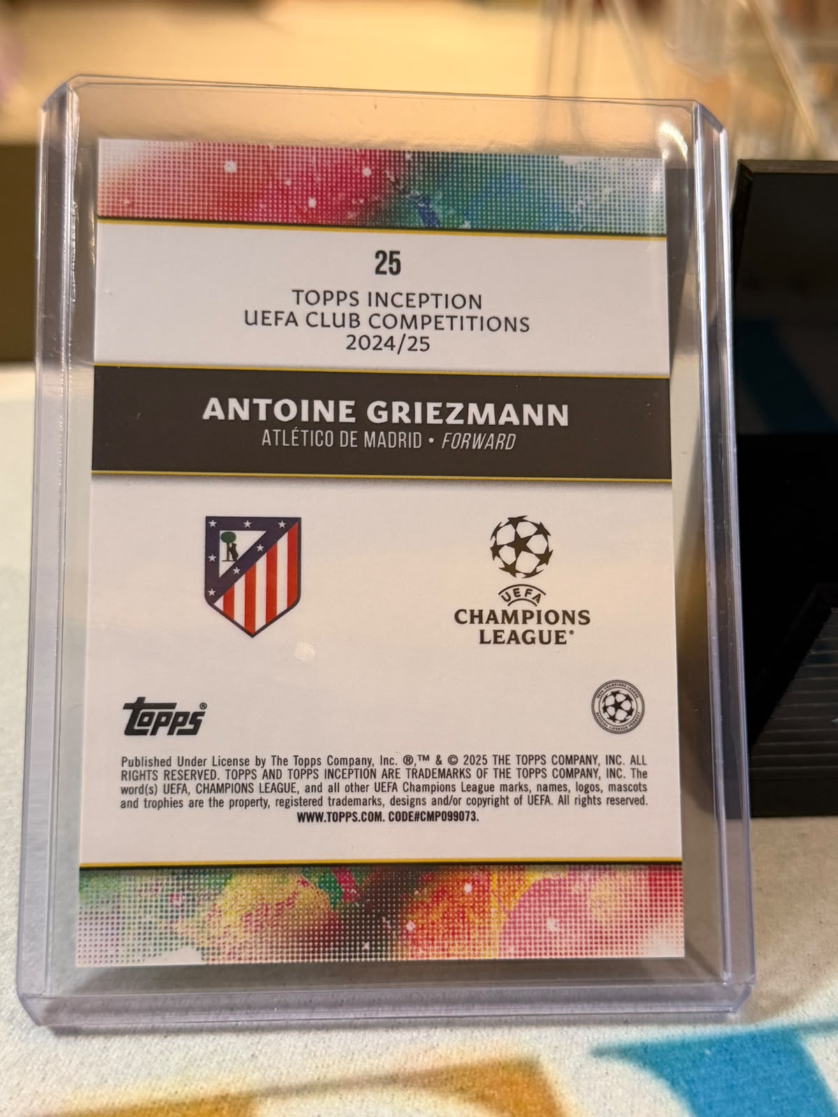 Antoine Griezmann Star Quality Insert (Green Parallel) – 2024-25 Topps Inception UEFA… – Atlético Madrid trading card, back