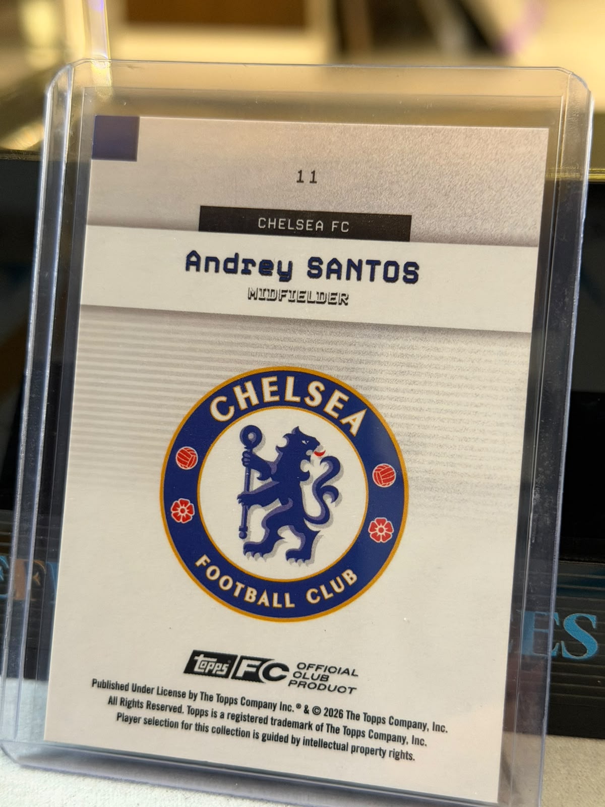 Andrey Santos 5/5 Red Parallel – 2026 Topps FC – Chelsea trading card, back