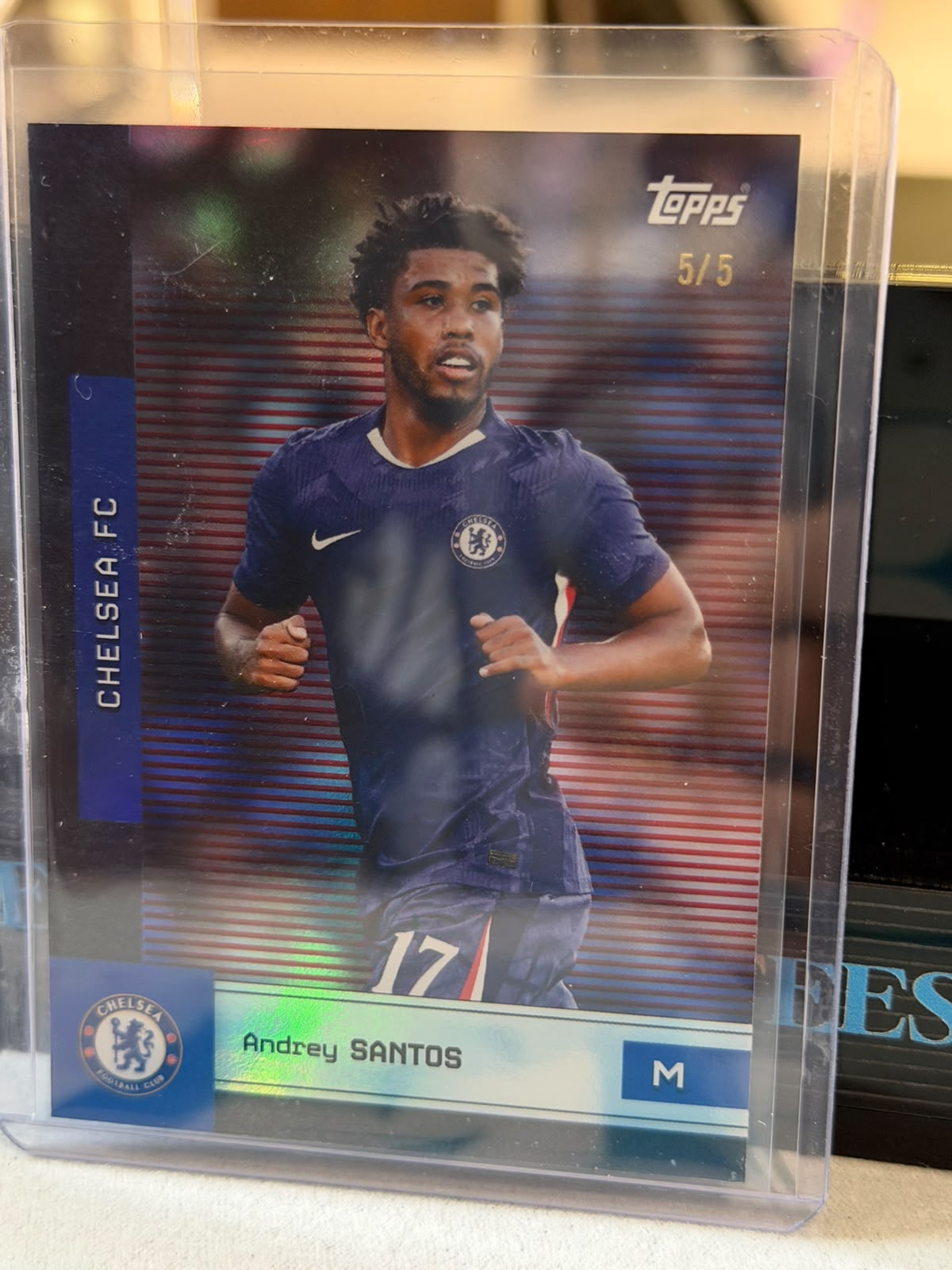 Andrey Santos 5/5 Red Parallel – 2026 Topps FC – Chelsea trading card, front
