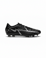 Black and gray soccer cleat with Nike logo on a white background