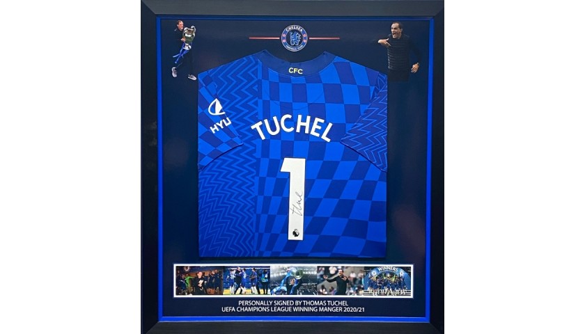 Thomas Tuchel Signed Chelsea Framed Shirt, nameplate detail