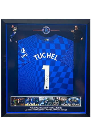 Thomas Tuchel Signed Chelsea Framed Shirt, celebration photo detail