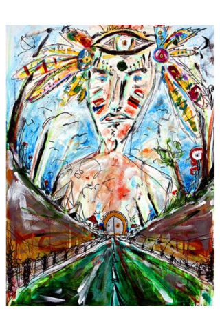 "Viaggiare dentro" by Saverio Filioli — mixed media on canvas, full view