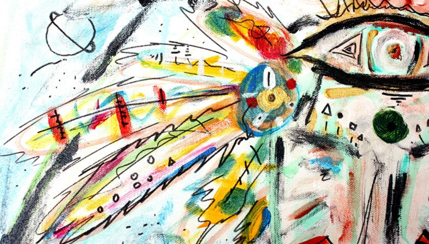 "Viaggiare dentro" by Saverio Filioli — mixed media on canvas, texture detail