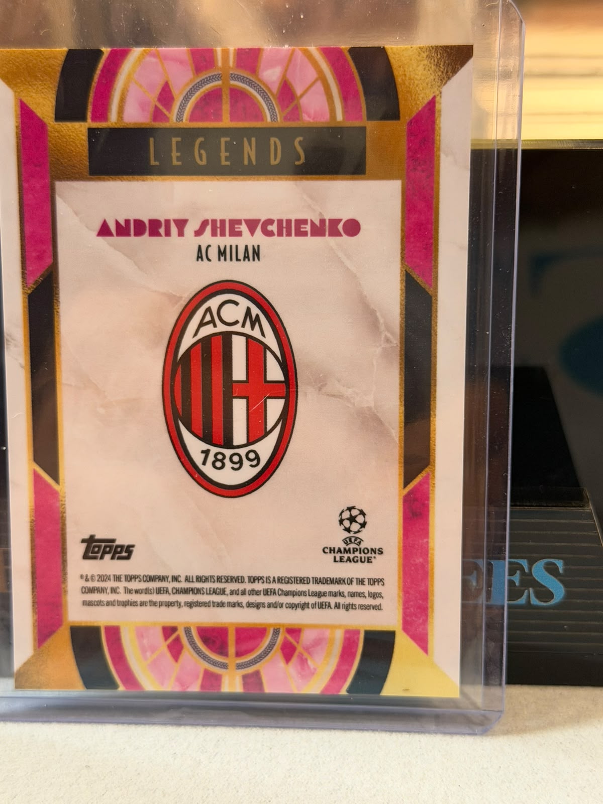 Andriy Shevchenko Deco Legends – 2024-25 Topps Deco UEFA Club Competitions – AC Milan trading card, back