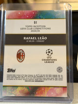 Rafael Leão Star Quality Parallel – 2024-25 Topps Inception UEFA Club Competitions – AC Milan trading card, back