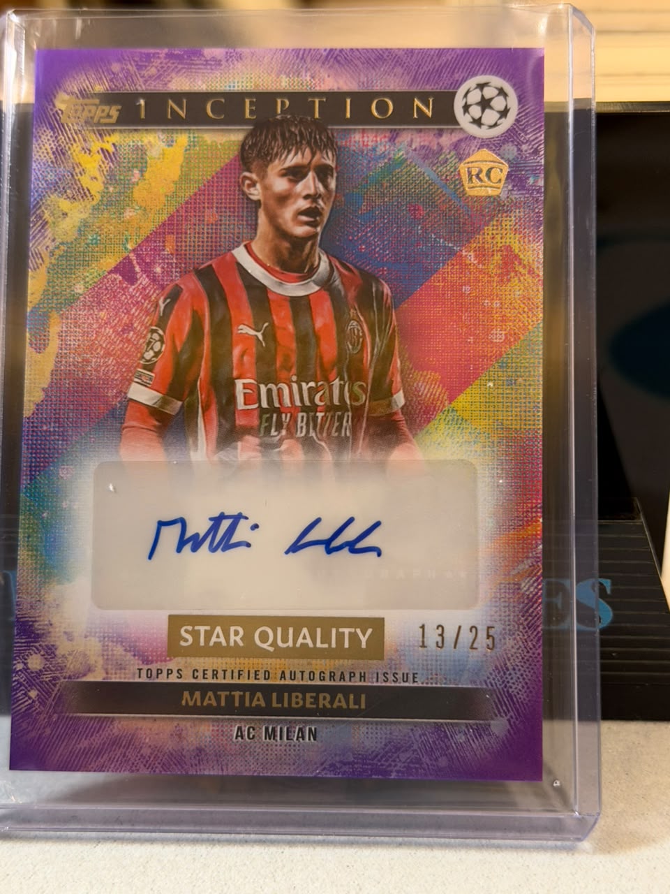 Mattia Liberali Star Quality Autograph (RC) – 2024-25 Topps Inception UEFA Club Competitions – AC Milan trading card, front