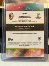 Mattia Liberali Star Quality Autograph (RC) – 2024-25 Topps Inception UEFA Club Competitions – AC Milan trading card, back