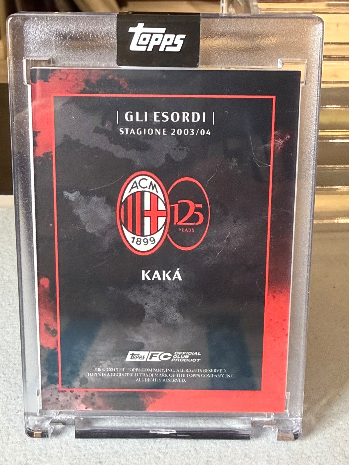 Kaká Gli Esordi Autograph (Stagione 2003/04) – Topps AC Milan 125° Anniversario – AC Milan trading card, back