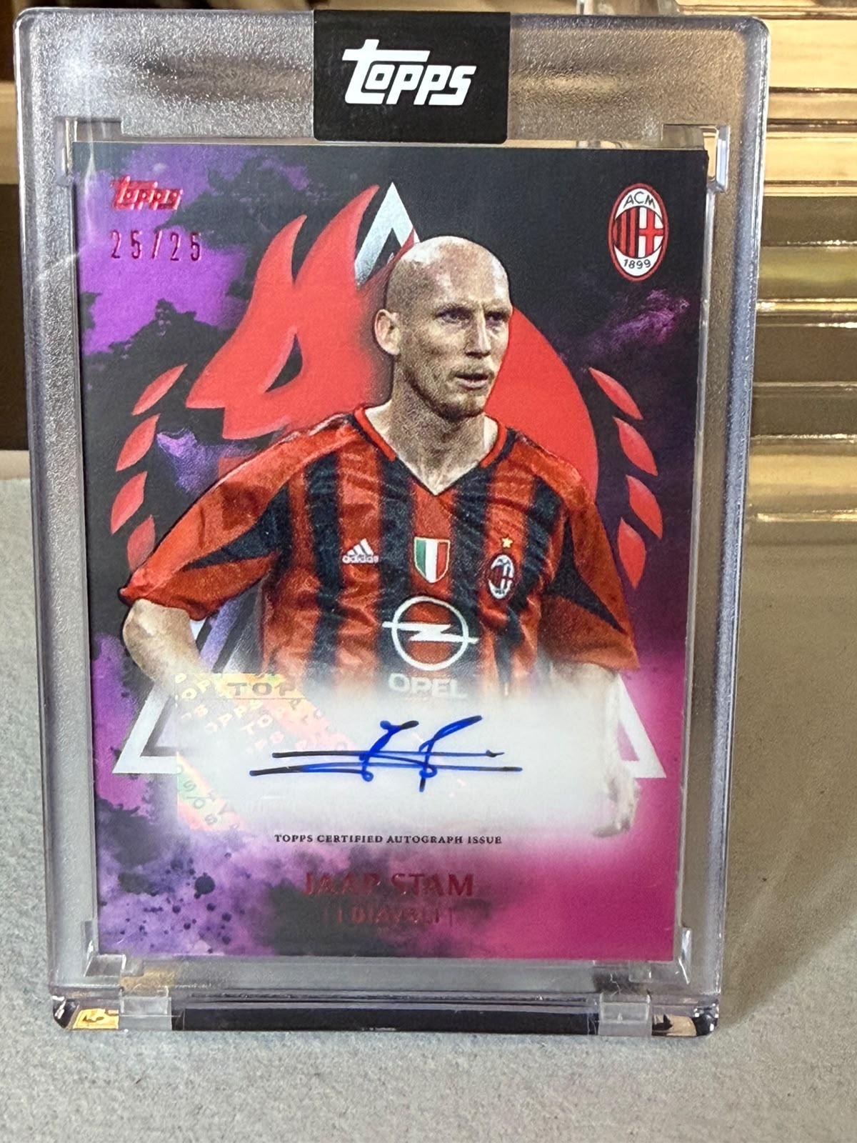Jaap Stam I Diavoli Autograph – Topps AC Milan 125° Anniversario – AC Milan trading card, front