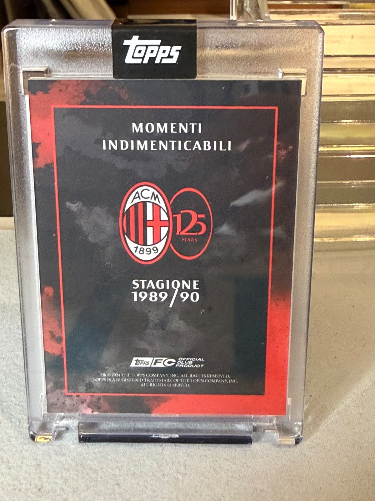 Franco Baresi 4/5 Momenti Indimenticabili (Stagione 1989/90) – Topps AC Milan 125° Anniversario – AC Milan trading card, back