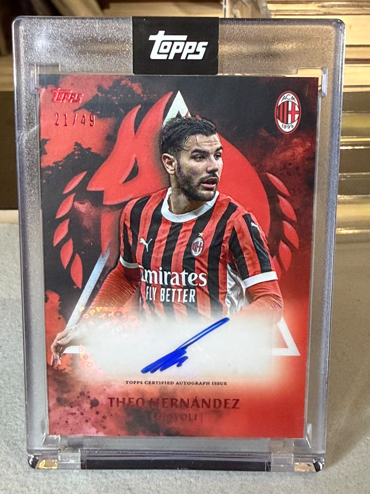 Theo Hernández I Diavoli Autograph – Topps AC Milan 125° Anniversario – AC Milan trading card, front