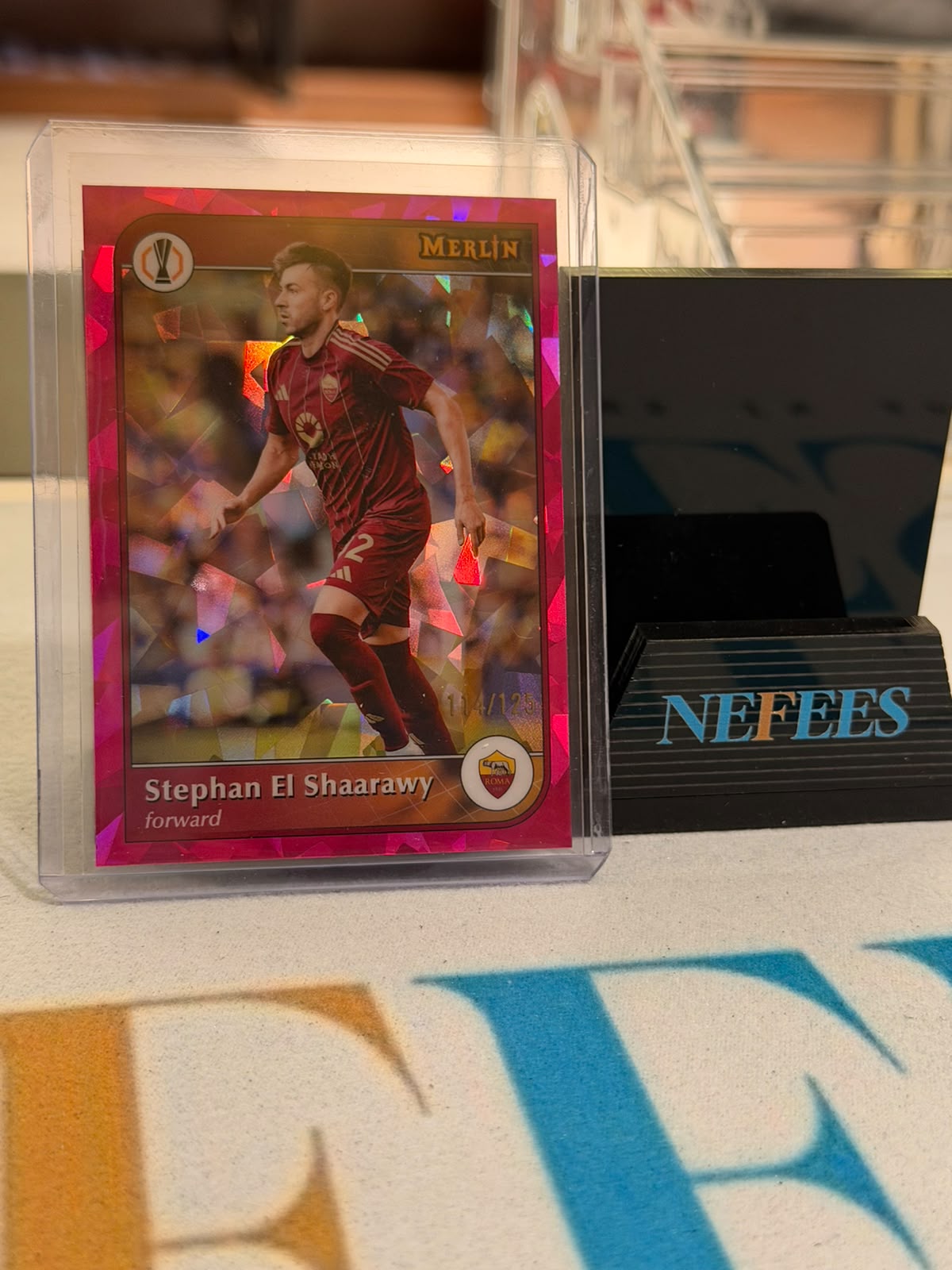 Stephan El Shaarawy 114/125 Pink Mosaic Parallel – 2024-25 Topps Merlin Collections UEFA – AS Roma trading card, front
