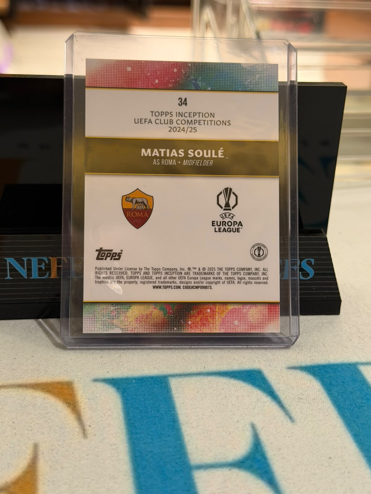 Matías Soulé Star Quality Magenta Parallel – 2024-25 Topps Inception UEFA – AS Roma trading card, back