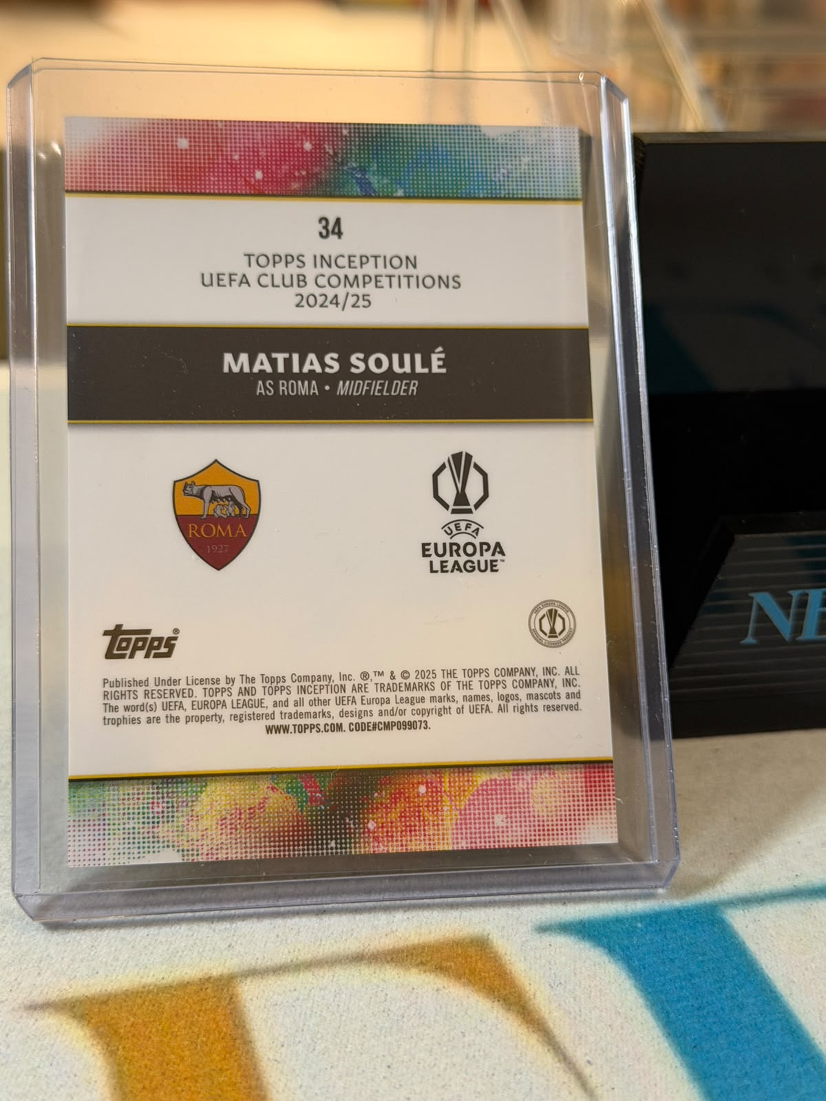 Matías Soulé Star Quality Parallel – 2024-25 Topps Inception UEFA – AS Roma trading card, back