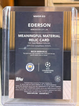 Ederson 50/75 – Meaningful Materials – 2024-25 Topps Museum Collection UEFA Club Compet… – Manchester City trading card, back