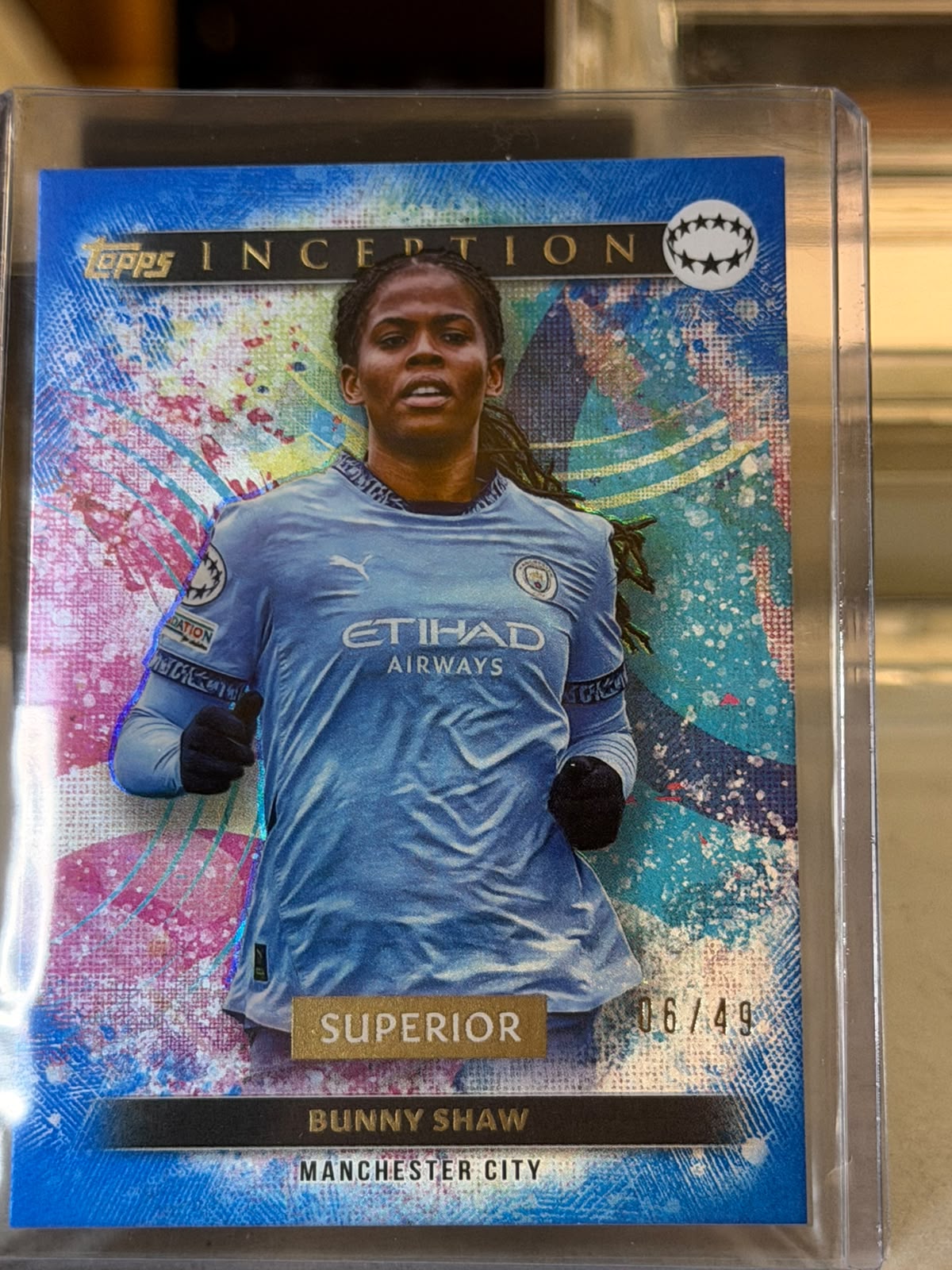 Bunny Shaw 06/49 – Inception Superior (Blue) – 2024-25 Topps Inception UEFA Women's Ch… – Manchester City trading card, front