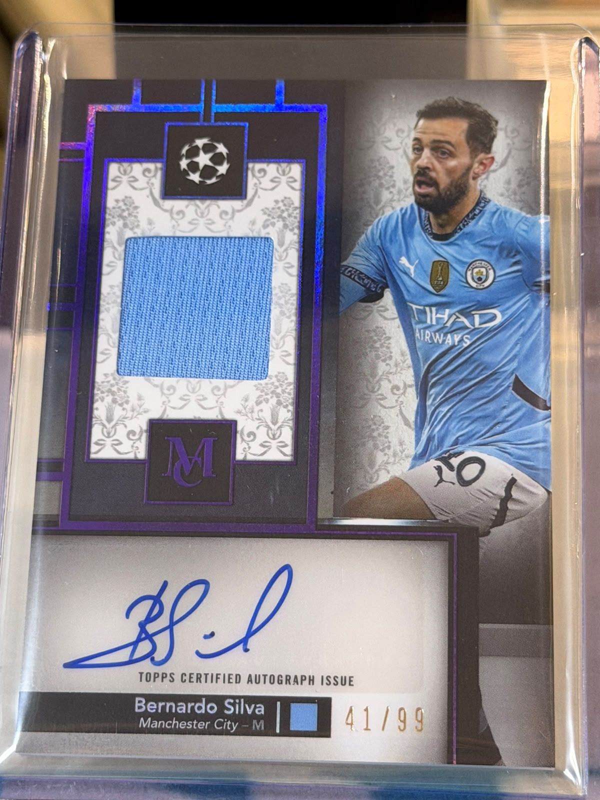 Bernardo Silva 41/99 – Museum Autograph Relics – 2024-25 Topps Museum Collection UEFA… – Manchester City trading card, front