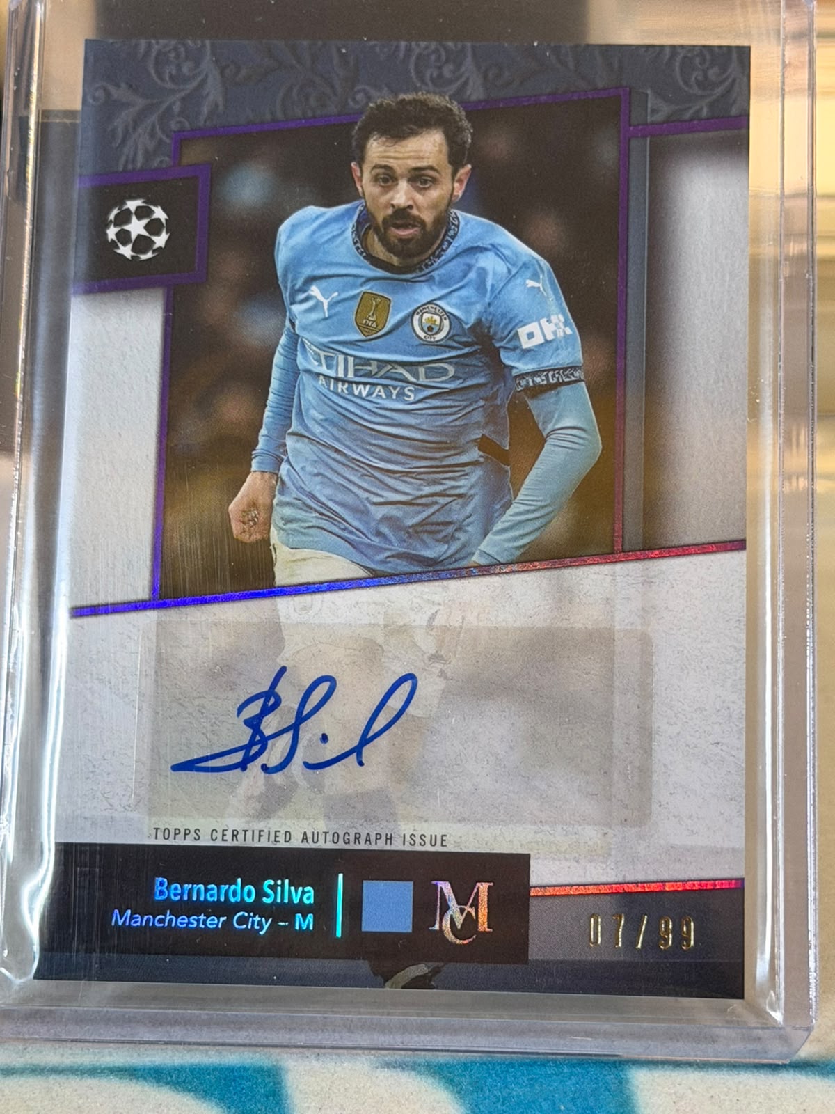 Bernardo Silva 07/99 – Archival Autograph – 2024-25 Topps Museum Collection UEFA Club… – Manchester City trading card, front