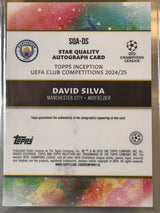 David Silva 92/99 – Star Quality Autograph (Green Refractor) – 2024-25 Topps Inception… – Manchester City trading card, back