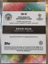 David Silva 37/99 – Star Quality Autograph (Green Refractor) – 2024-25 Topps Inception… – Manchester City trading card, back