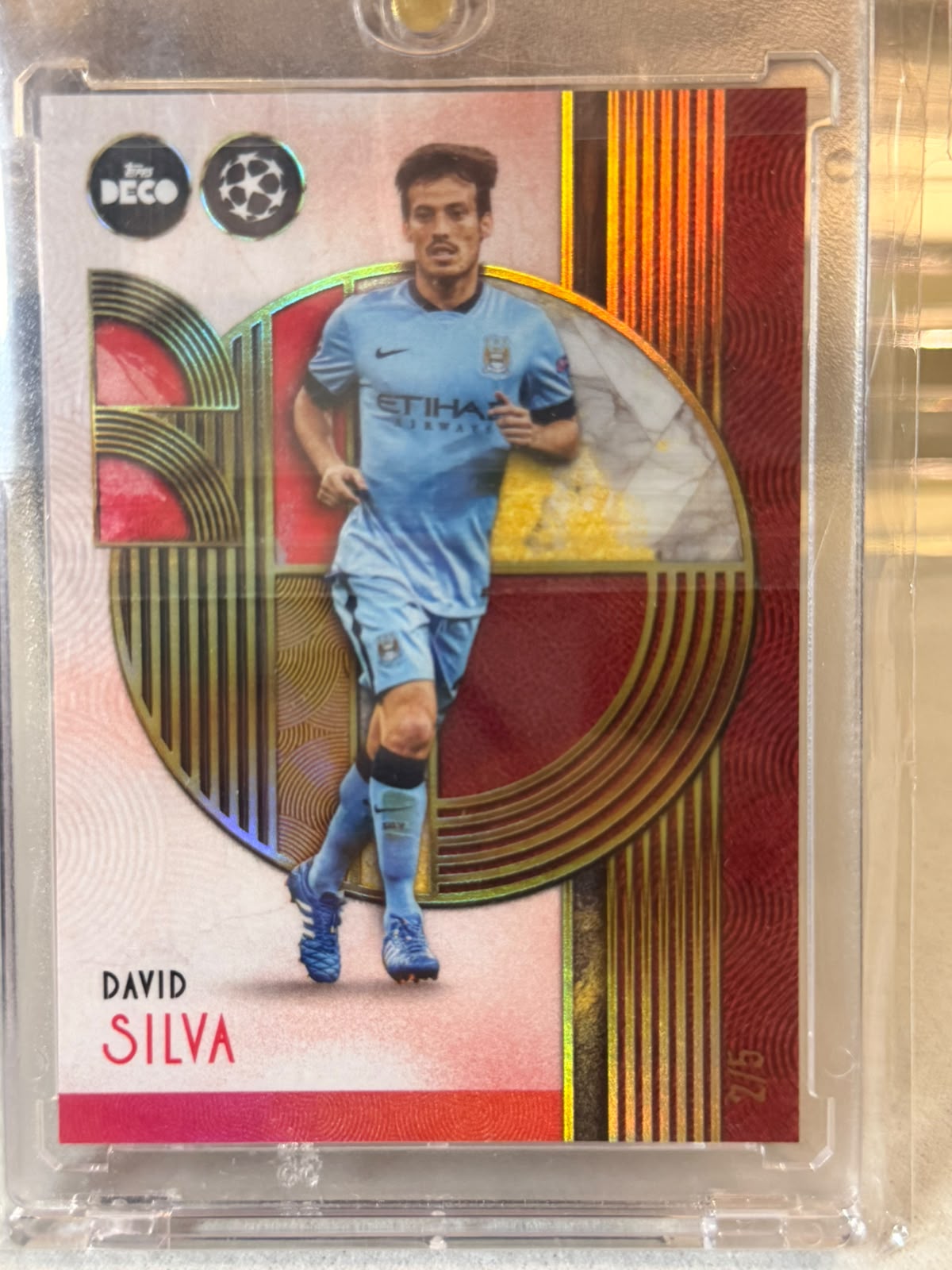 David Silva 2/5 – Deco Legends (Red) – 2024-25 Topps Deco UEFA Club Competitions – Manchester City trading card, front
