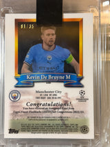 Kevin De Bruyne 01/35 – Autographs – 2022-23 Topps Finest Flashbacks UEFA Club Competit… – Manchester City trading card, back