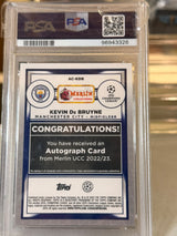 Kevin De Bruyne 01/25 – Autographs (Orange Refractor) – 2022-23 Topps Merlin Chrome UEF… – Manchester City trading card, back