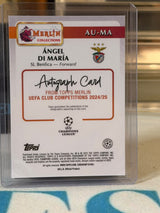 Ángel Di María 077/199 Merlin Autograph (Pink Refractor) – 2024-25 Topps Merlin UEFA Club – Benfica trading card, back