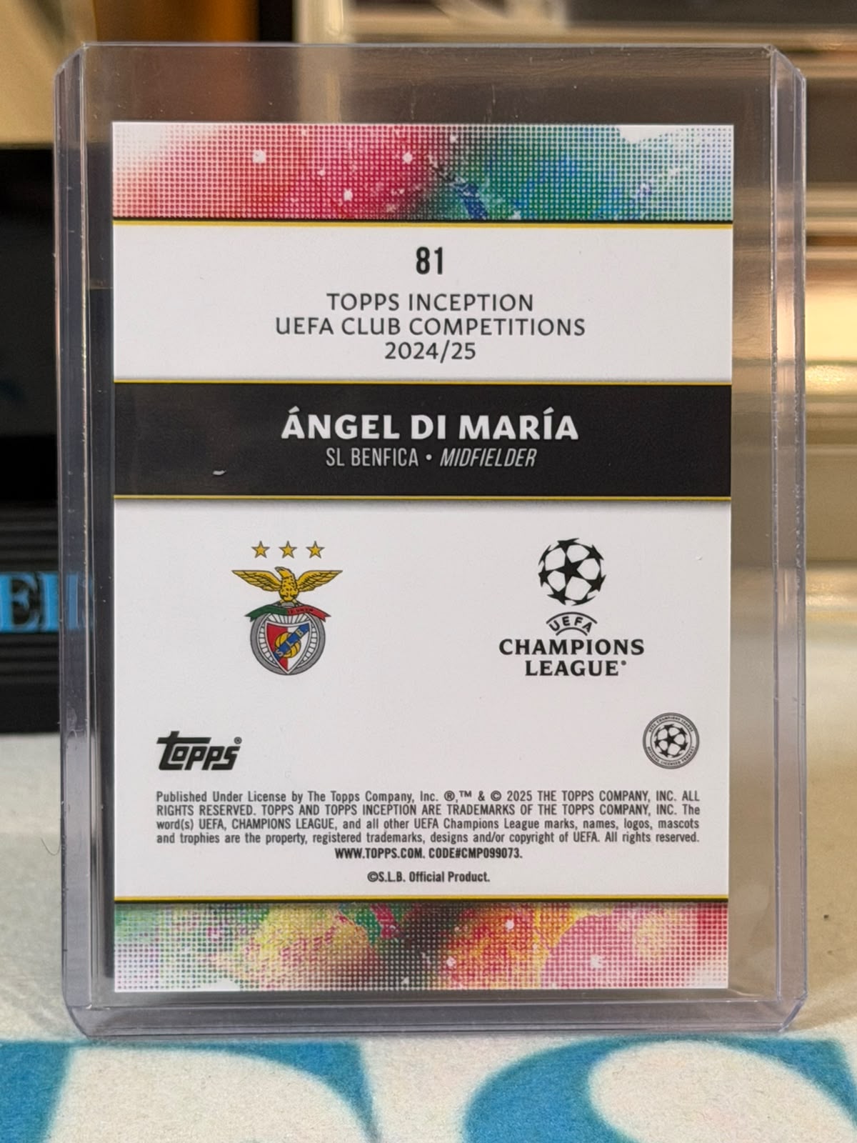 Ángel Di María 32/99 Star Quality (Green) – 2024-25 Topps Inception UEFA Club Competitions – Benfica trading card, back