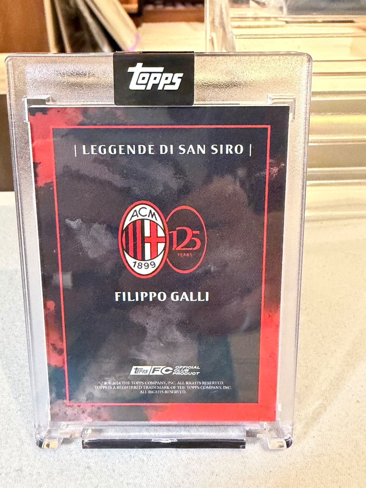 Filippo Galli Leggende di San Siro Autograph (Red) – 2024-25 Topps AC Milan 125° Anniversario – AC Milan trading card, back