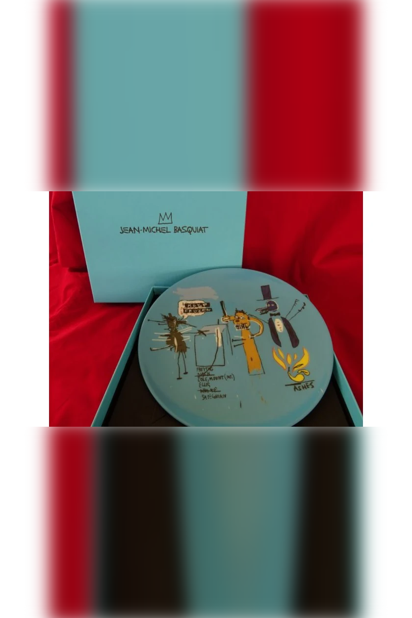 Limoges ceramic plate after Jean-Michel Basquiat, Return of Central Figure