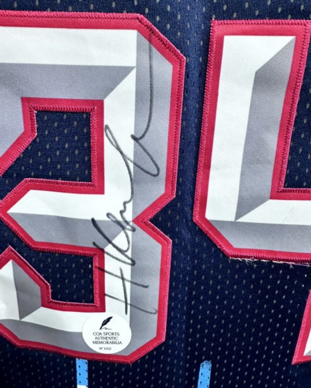 Hakeem Olajuwon Signed Houston Rockets Jersey, signature detail