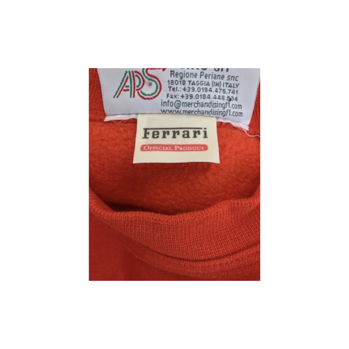 Ferrari sweatshirt signed by Jean Alesi, back view