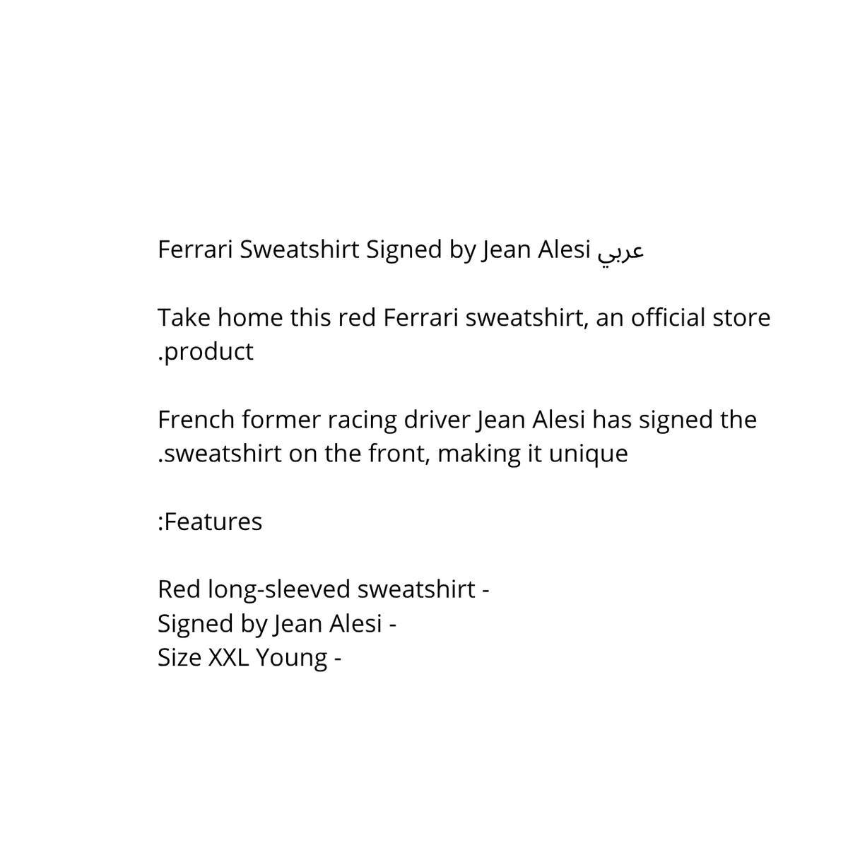 Ferrari logo detail on the Jean Alesi signed sweatshirt