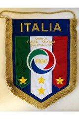 Official Italy-Spain embroidered pennant signed by Federico Chiesa