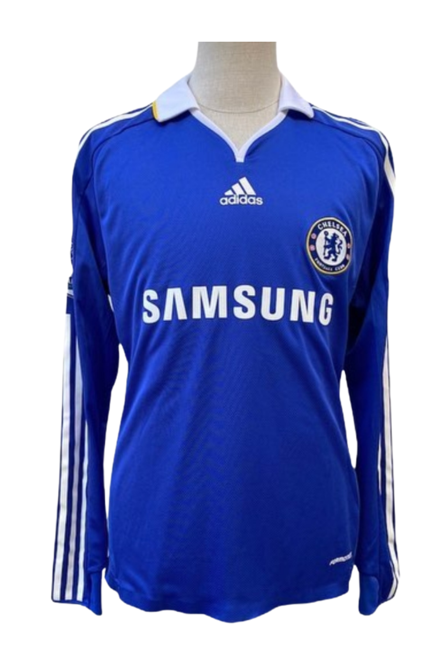 Chelsea FC emblem detail on Drogba's match shirt