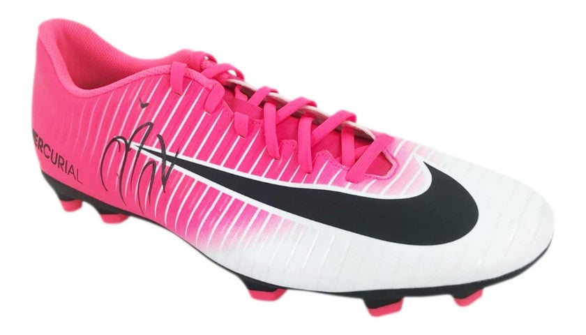 Close-up of Diego Costa's signature on the Nike Mercurial boot
