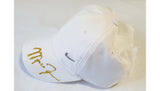 Detail of the Nike logo on the Michael Jordan signed cap